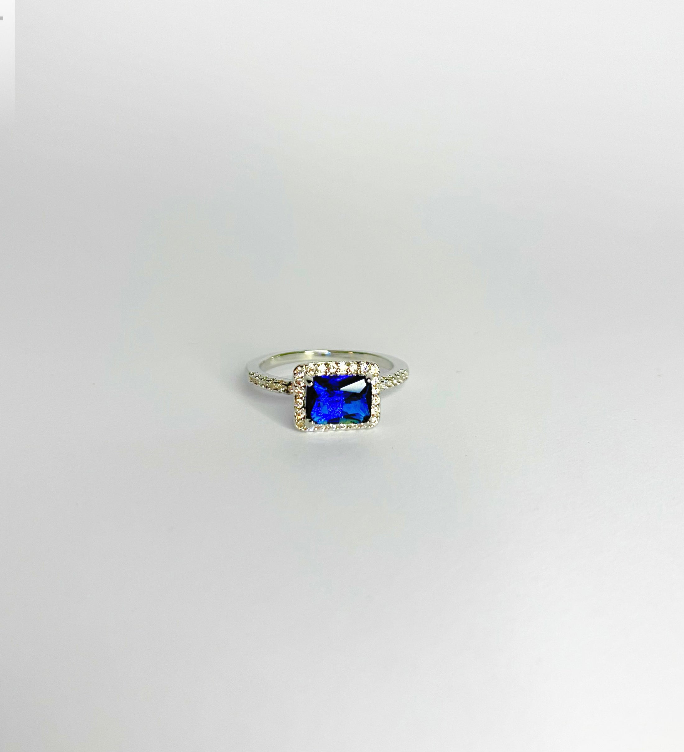 Blue Square Sparkle Ring