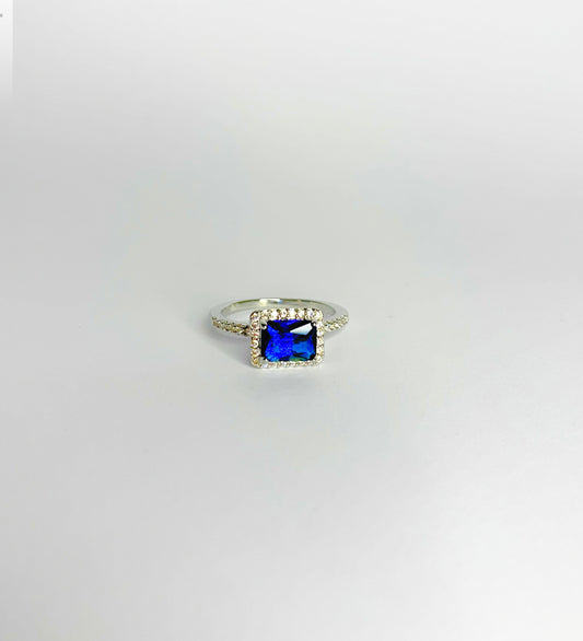 Blue Square Sparkle Ring