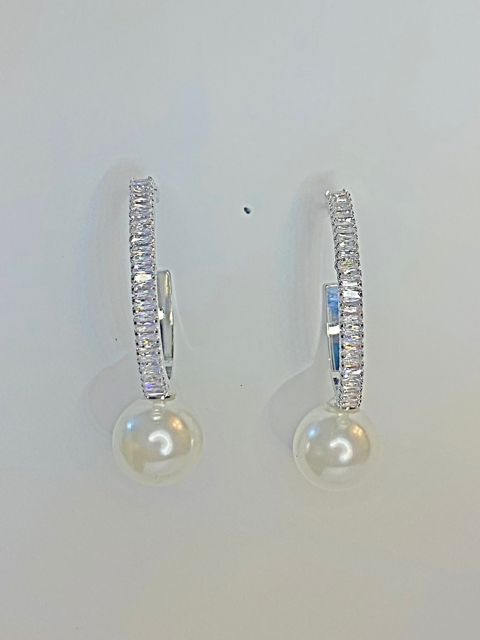 Crystal Pearl Hoops