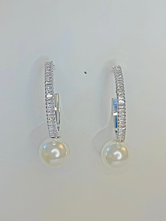 Crystal Pearl Hoops